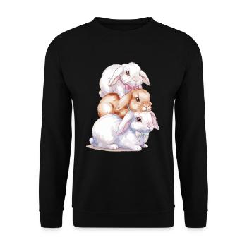 Cute Rabbit Stack for Rabbit Lovers - Unisex Sweatshirt - black - Front - Alina (178cm) & Michal (187cm)