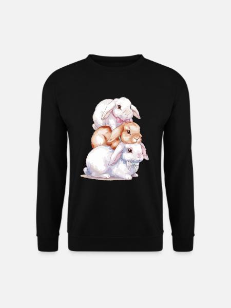 Niedliche Kaninchen Stapel für Kaninchenliebhaber - Unisex Pullover - Schwarz