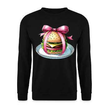 Coquette Bow Burger Hamburger Ruban Rose Maman - Sweat-shirt Unisexe - noir - Devant - Alina (178cm) & Michal (187cm)