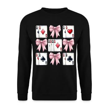 Coquette Bow Poker Muttertag Casino-Spieler - Unisex Pullover - Schwarz - Vorne - Alina (178cm) & Michal (187cm)