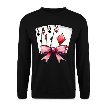 Coquette Bow Poker Muttertag Casino-Spieler - Unisex Pullover - Schwarz - Vorne - Alina (178cm) & Michal (187cm)