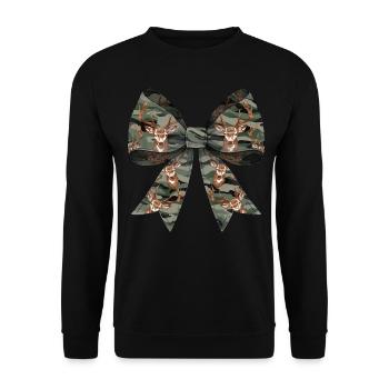Coquette Bow Deer Hunting Hunter Camouflage Ribbon - Unisex Sweatshirt - black - Front - Alina (178cm) & Michal (187cm)