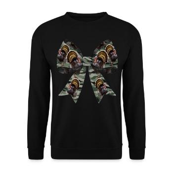 Coquette Bow Turkey Hunting Hunter Camouflage - Unisex Sweatshirt - black - Front - Alina (178cm) & Michal (187cm)
