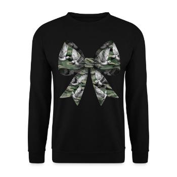 Coquette Bow Pigeon Hunting Hunter Camouflage Ribbon - Unisex Sweatshirt - black - Front - Alina (178cm) & Michal (187cm)
