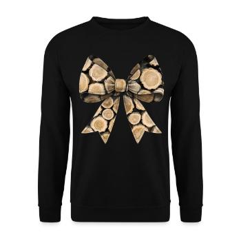 Coquette Bogen Holzarbeiter Logger Mütter Tag Rosa - Unisex Pullover - Schwarz - Vorne - Alina (178cm) & Michal (187cm)