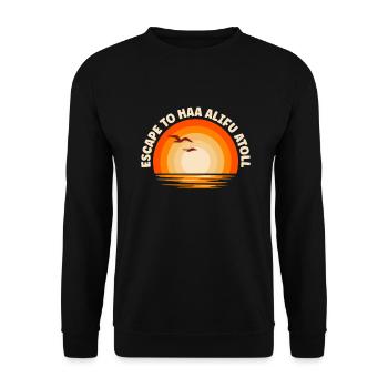 Ich fliehe nach Haa Alifu Atoll - Unisex Pullover - Schwarz - Vorne - Alina (178cm) & Michal (187cm)