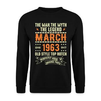 March 1963 Birthday Gift Vintage March 1963 - Unisex Sweatshirt - black - Front - Alina (178cm) & Michal (187cm)