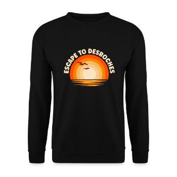 Je fuis vers Desroches - Sweat-shirt Unisexe - noir - Devant - Alina (178cm) & Michal (187cm)