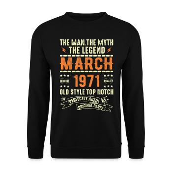 March 1971 Birthday Gift Vintage March 1971 - Unisex Sweatshirt - black - Front - Alina (178cm) & Michal (187cm)