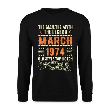 Mars 1974 Cadeau d’anniversaire Vintage Mars 1974 - Sweat-shirt Unisexe - noir - Devant - Alina (178cm) & Michal (187cm)