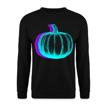Retro Kürbis Gemüse Halloween Vaporwave - Unisex Pullover - Schwarz - Vorne - Alina (178cm) & Michal (187cm)