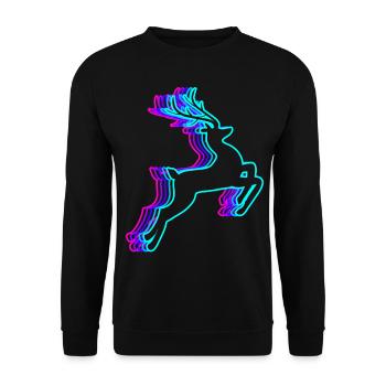 Retro Reindeer Christmas Santa Claus Vaporwave - Unisex Sweatshirt - black - Front - Alina (178cm) & Michal (187cm)