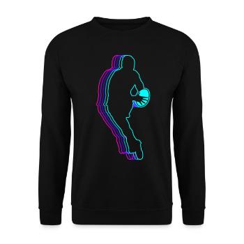 Retro Rugby Spieler Mannschaft Trainer Trainer - Unisex Pullover - Schwarz - Vorne - Alina (178cm) & Michal (187cm)