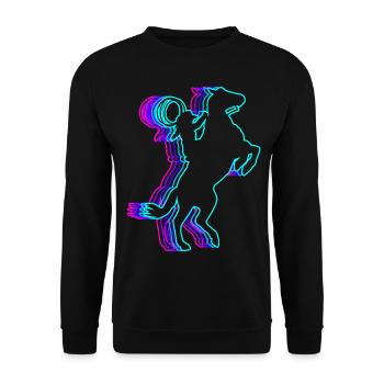 Retro Rodeo Barrel Racer Barrel Racing Vaporwave - Unisex Pullover - Schwarz - Vorne - Alina (178cm) & Michal (187cm)