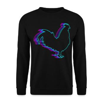 Retro-Hahn Huhn Vaporwave - Unisex Pullover - Schwarz - Vorne - Alina (178cm) & Michal (187cm)