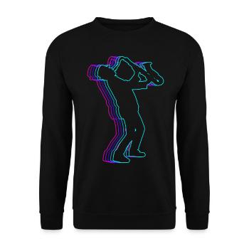 Retro Saxophonspieler Saxophonist Saxist Sax - Unisex Pullover - Schwarz - Vorne - Alina (178cm) & Michal (187cm)