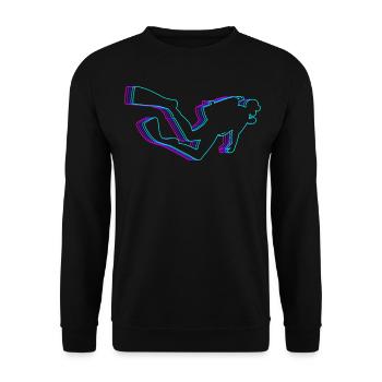 Retro Scuba Tauchen Taucher Vaporwave - Unisex Pullover - Schwarz - Vorne - Alina (178cm) & Michal (187cm)