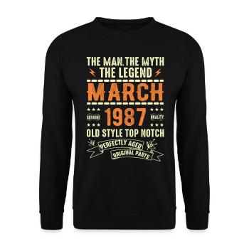 March 1987 Birthday Gift Vintage March 1987 - Unisex Sweatshirt - black - Front - Alina (178cm) & Michal (187cm)
