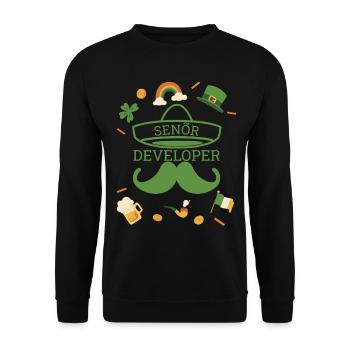 Senior Developer St Patricks Day Programmierer - Unisex Pullover - Schwarz - Vorne - Alina (178cm) & Michal (187cm)