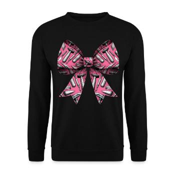 Coquette Bogen Bildhauerei Bildhauer Muster Rosa - Unisex Pullover - Schwarz - Vorne - Alina (178cm) & Michal (187cm)