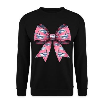 Coquette Bow Requin Océan Imprimé Animal Rose - Sweat-shirt Unisexe - noir - Devant - Alina (178cm) & Michal (187cm)