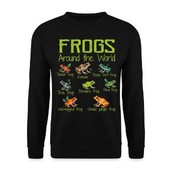 Frösche auf der ganzen Welt - Arten von Fröschen - Unisex Pullover - Schwarz - Vorne - Alina (178cm) & Michal (187cm)