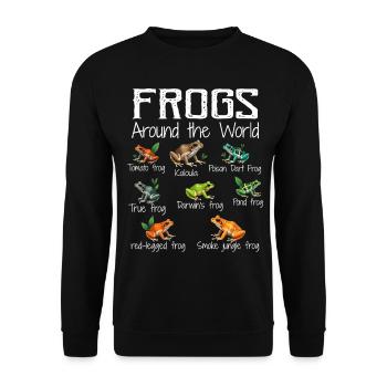 Frösche auf der ganzen Welt - Arten von Fröschen - Unisex Pullover - Schwarz - Vorne - Alina (178cm) & Michal (187cm)