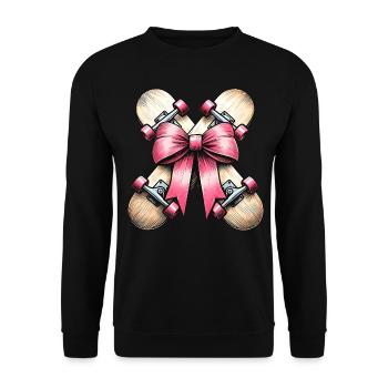 Kokette Bogen Skateboarding Skateboarder Skater - Unisex Pullover - Schwarz - Vorne - Alina (178cm) & Michal (187cm)