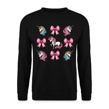 Coquette Bow Unicorn Mothers Day Pink Bow - Unisex Sweatshirt - black - Front - Alina (178cm) & Michal (187cm)