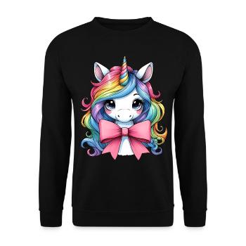 Coquette Bow Unicorn Mothers Day Pink Bow - Unisex Sweatshirt - black - Front - Alina (178cm) & Michal (187cm)
