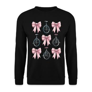 Coquette Bow Unicycling Unicycle Mom Pink - Unisex Sweatshirt - black - Front - Alina (178cm) & Michal (187cm)