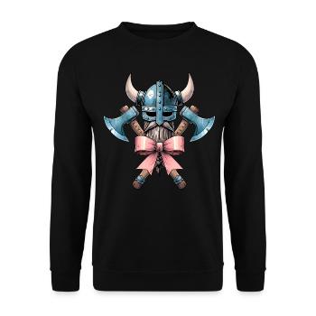 Coquette Bow Viking Norse Mythology Ribbon - Unisex Sweatshirt - black - Front - Alina (178cm) & Michal (187cm)