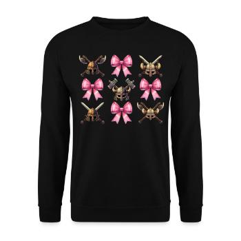 Coquette Bow Viking Norse Mythology Ribbon - Unisex Sweatshirt - black - Front - Alina (178cm) & Michal (187cm)