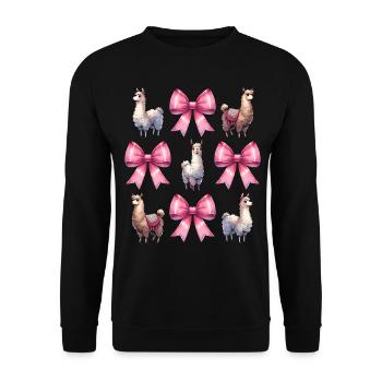 Coquette Bow Llama Alpaca Pink Ribbon Mom - Unisex Sweatshirt - black - Front - Alina (178cm) & Michal (187cm)