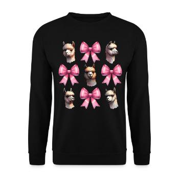Coquette Bow Alpaca Llama Pink Bow Mom - Unisex Sweatshirt - black - Front - Alina (178cm) & Michal (187cm)