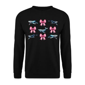 Coquette Bow Whale Ocean Animal Pink Bow Mom - Unisex Sweatshirt - black - Front - Alina (178cm) & Michal (187cm)