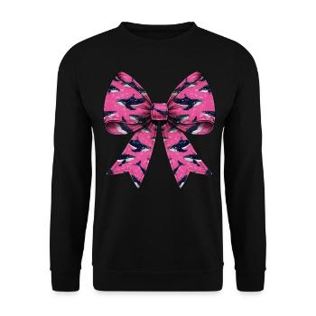 Coquette Schleife Wal Ozean Tiermuster Rosa - Unisex Pullover - Schwarz - Vorne - Alina (178cm) & Michal (187cm)