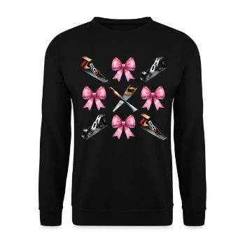 Coquette Bow Holzbearbeitung Holzarbeiter - Unisex Pullover - Schwarz - Vorne - Alina (178cm) & Michal (187cm)