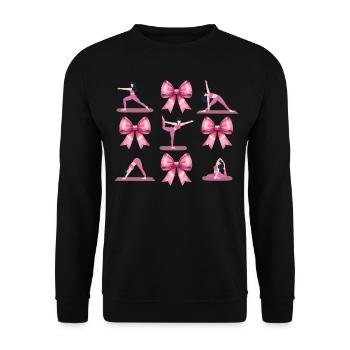 Kokette Bogen Pilates Fitness Workout Rosa - Unisex Pullover - Schwarz - Vorne - Alina (178cm) & Michal (187cm)