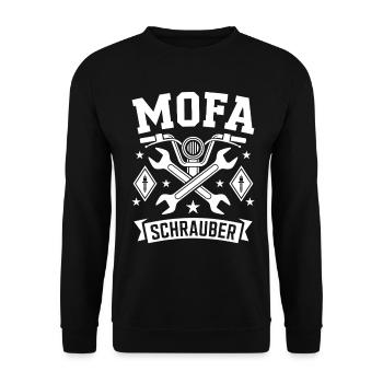 Mofa Schrauber Mechaniker Mofafahrer - Unisex Pullover - Schwarz - Vorne - Alina (178cm) & Michal (187cm)