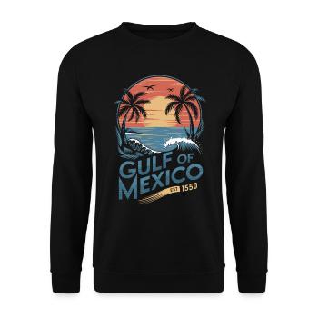 Gulf of Mexico Retro Beach Vibes Vintage Sunset - Unisex Pullover - Schwarz - Vorne - Alina (178cm) & Michal (187cm)