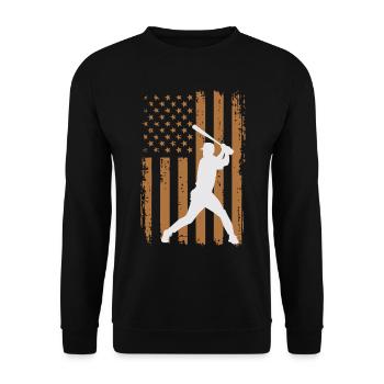 Vintage Baseball Player American Flag Patriotic - Unisex Pullover - Schwarz - Vorne - Alina (178cm) & Michal (187cm)
