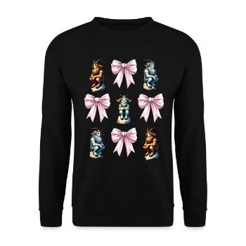 Coquettish Bow Faun Satyrs Goat Men Roman - Unisex Sweatshirt - black - Front - Alina (178cm) & Michal (187cm)