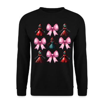 Coquette Bow Flatwoods Monster Cryptid - Unisex Sweatshirt - black - Front - Alina (178cm) & Michal (187cm)
