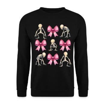 Coquette Bogen Dover Dämon Kryptide Kryptozoologie - Unisex Pullover - Schwarz - Vorne - Alina (178cm) & Michal (187cm)