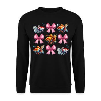 Coquette Bogen Goldfisch Fisch Mama Muttertag rosa - Unisex Pullover - Schwarz - Vorne - Alina (178cm) & Michal (187cm)