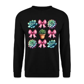 Coquette Bow Succulent Cactus Plant Mom - Unisex Sweatshirt - black - Front - Alina (178cm) & Michal (187cm)