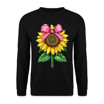 Coquette Bow Sunflower Cute Pink Plant Mom - Unisex Pullover - Schwarz - Vorne - Alina (178cm) & Michal (187cm)