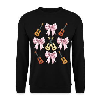 Coquette Bow Ukulélé Guitare Uke Girl Maman - Sweat-shirt Unisexe - noir - Devant - Alina (178cm) & Michal (187cm)