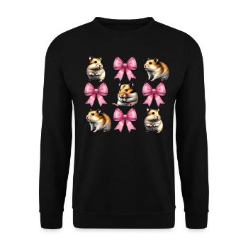 Coquette Bow Hamster Niedlich Hammy Mom Mothers - Unisex Pullover - Schwarz - Vorne - Alina (178cm) & Michal (187cm)